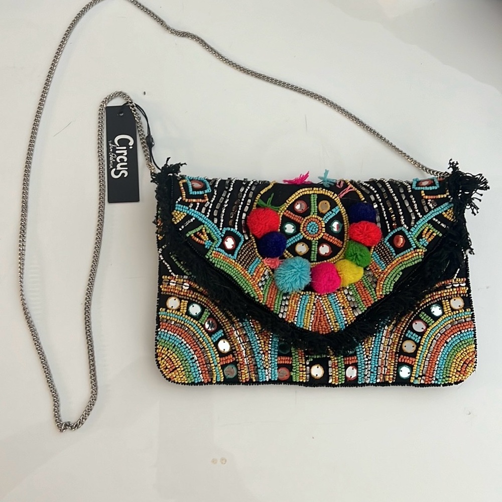 Circus By Sam Edelman Purse Black Leighton Clutch Crossbody Embellished